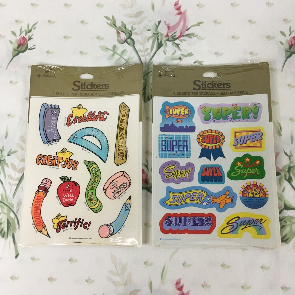 Vintage Hallmark School Teacher Reward Stickers Super Great Job 1983 1984 Lot