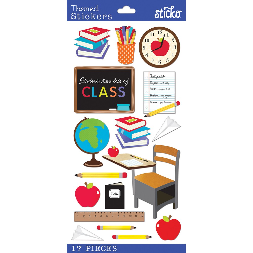 Crafts Sticko Stickers Classroom Needs Globe Desk Apples Books Pencils Ruler