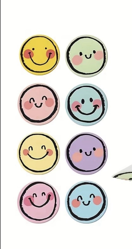 40 PCs Round 1” Pastel Colored Cute Smiley Face Stickers Env Seals Scrapbook