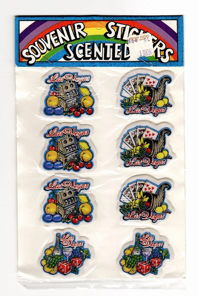 Souvenir of LAS VEGAS Puffy Scented Stickers Anonymous Made in Taiwan NOS Scarce