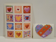 Vintage Hallmark Sticker Hearts/Valentine Sheet And Unknown Big Heart Shiny