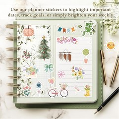 Planner Stickers 24 Page, 1000+ Stickers, Multicolor, Paper, Vintage Style, H…