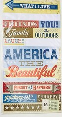 K&Company Embossed Stickers w/Foil Accents ~ Americana Words