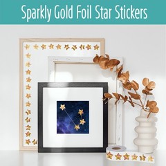 500 PCS Holographic Gold Star Stickers, Self~Adhesive Glitter Reward Labels