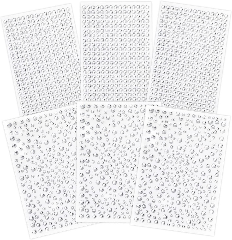 Clear Rhinestones Stickers, 2100Pcs Self Adhesive Rhinestones for Face, Bling Je