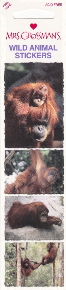 Mrs. Grossman’s Wild Animal Stickers – Orangutan – 4 Stickers – 1 Strip – Photo
