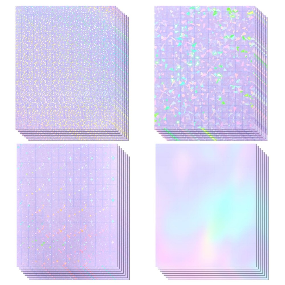 36 Sheets Holographic Laminate Sheets Clear Self Adhesive Sticker Paper | Transp