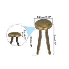200 PCS Paper Brass Fasteners Split Pins Pastel Mini, Bronze, 4.5 x 8 mm