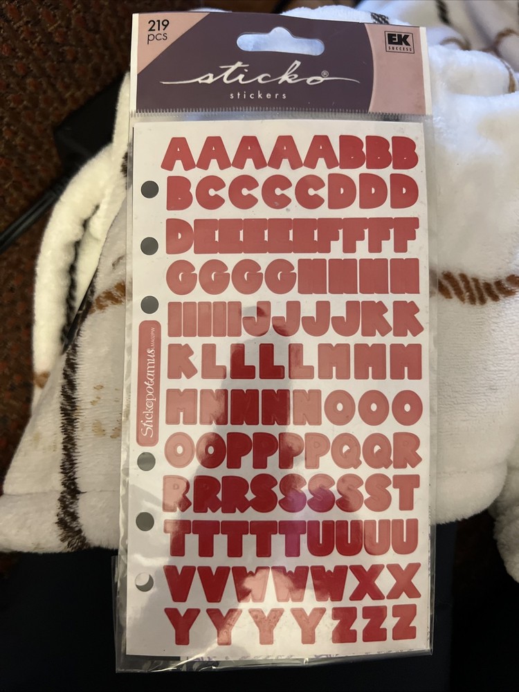 Stickopotamus Deep Red Alphabet Binder Stickers 2 Sheets Photo Safe 219 pc