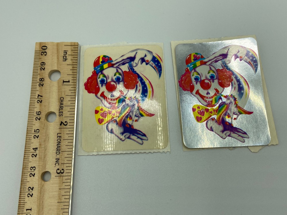 2 Vintage 1980s 80s Lisa Frank Foil And Glossy Clown Stickers – NO STICK