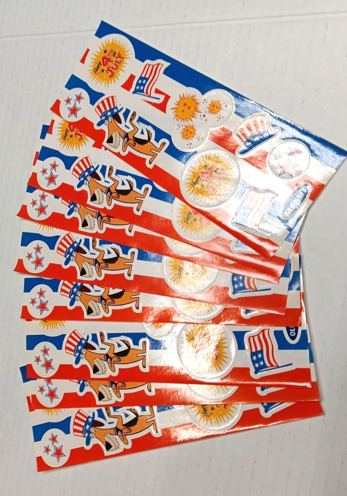 Vintage Old Navy 4th Of July Stickers 8 sealed sheets America Flag Advertisement
