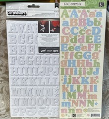 K&Company WHITE & GLITTER ALPHABET LETTERS Scrapbook Craft Sticker Pack Set