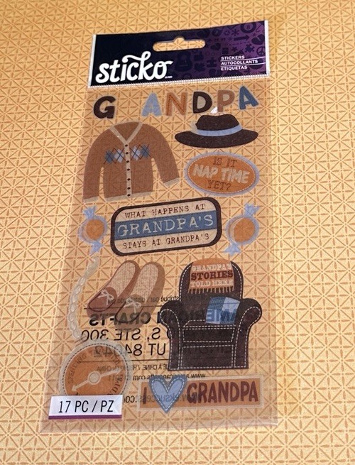 Sticko GRANDPA 2 Flat Stickers MISSING LETTER R Clothes Chair Pocket Watch