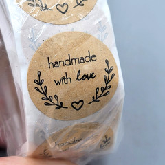 Handmade With Love Kraft Sticker Roll Lot 6 Rolls Round Labels Sealing