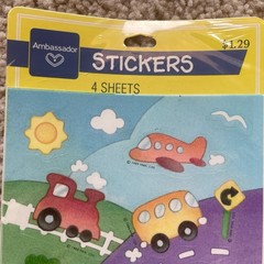 Vintage 1989 SEALED 4 Sheet Hallmark TRANSPORTATION Sticker Plane Train Car Boat