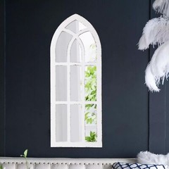 Rustic Long Arched Window Mirrors for Wall Decor 14 X 36 inch, Hanging Distre…