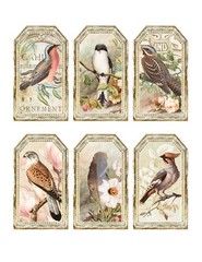Set of 6 Vintage Bird Ephemera Shabby Chic Tag – STICKERS – Just Cut & Use!