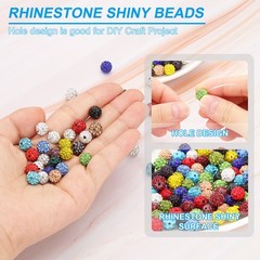 10mm Rhinestone Clay Beads, 120 Pack with Elastic String, Sky Blue