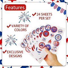 Patriotic 288-Piece Sticker Set for 4th of July – Perfect for Kids’ Crafts