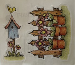 PICKETS & POTS Stickers(2pc)Provo •Birdhouse•Flowers•Garden•Fence •Outside•Birds