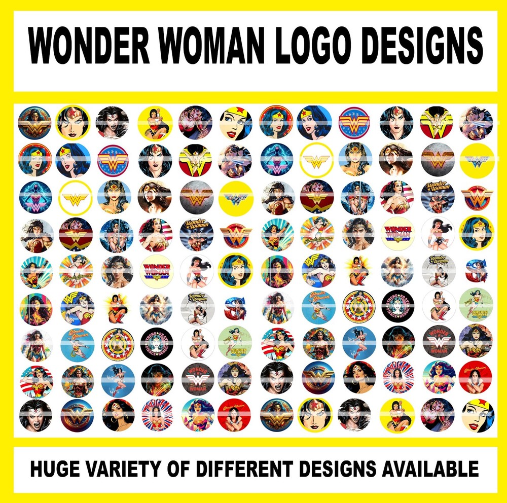 100 Precut WONDER WOMAN SUPERHEROES DESIGNS BOTTLE CAP CHARM TRAY IMAGES 1 inch