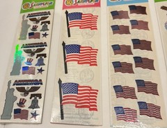 VINTAGE 90s Y2K NOS Sandylion Stickers Lot (5) USA Flag Bald Eagles Prismatic