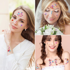 8 Sheets Colorful Gem Stickers for Crafts, Self Adhesive Rhinestones & Jewels