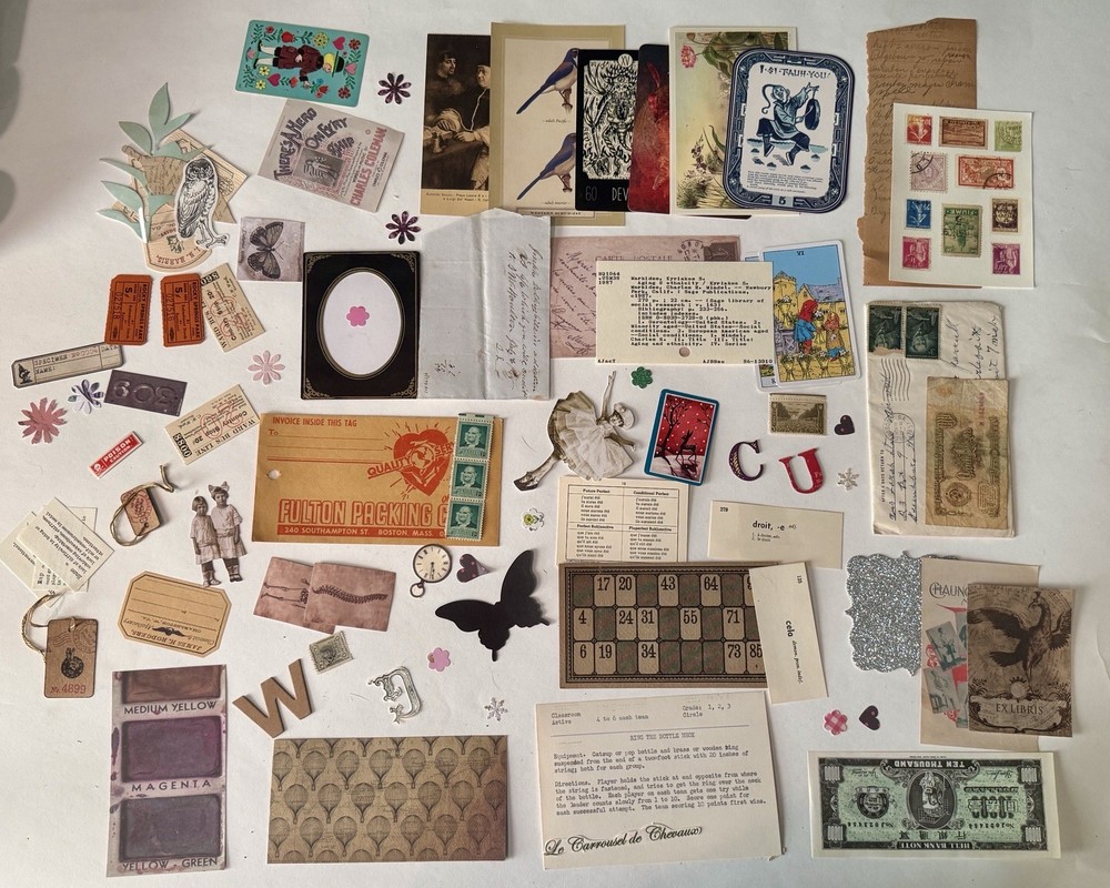 Vintage Themed Supplies Pack Ephemera Bundle Junk Journal Mixed Media