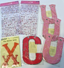 Scrapbook Embellishments Lot PINK ALPHABET Letters Stickers And Chipboard Love U