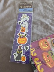 Vintage Recollections Halloween Sticker Lot 5pk Felt Rhinestone 3D Pop Up Craft