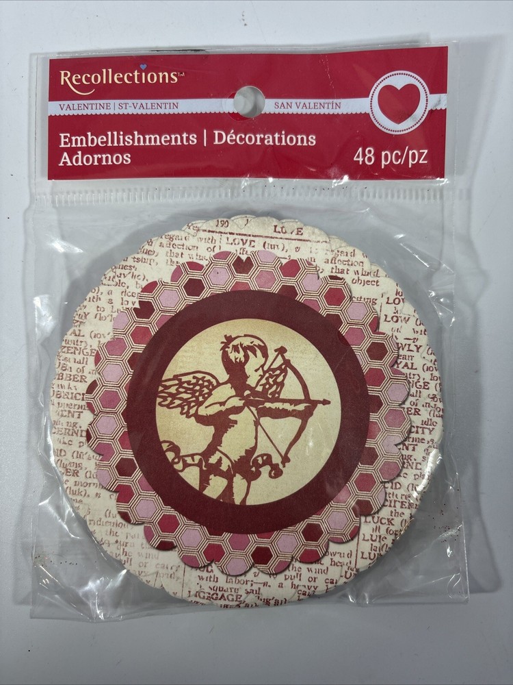New Circle Recollection Scrapbooking, Crafts Valentine Embellishments 48 Count.