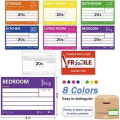 6 x 4 in Large Moving Labels for Boxes, Home Moving Packing Color Coded Stick…