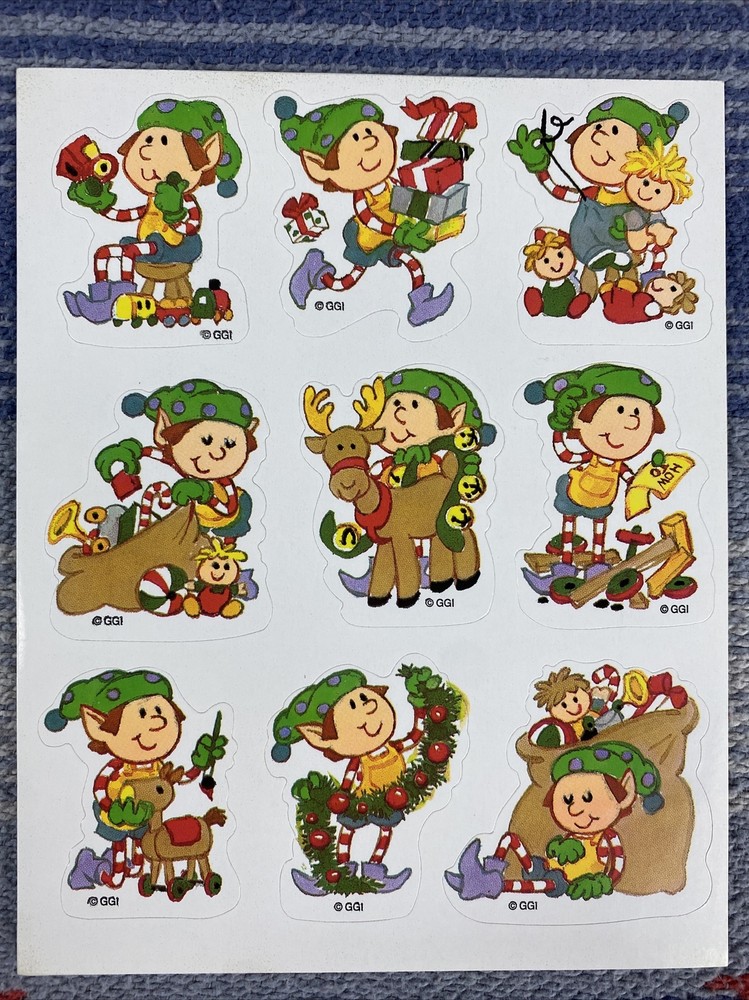 Gibson Vintage 1980s Stickers Santas Elves Elf