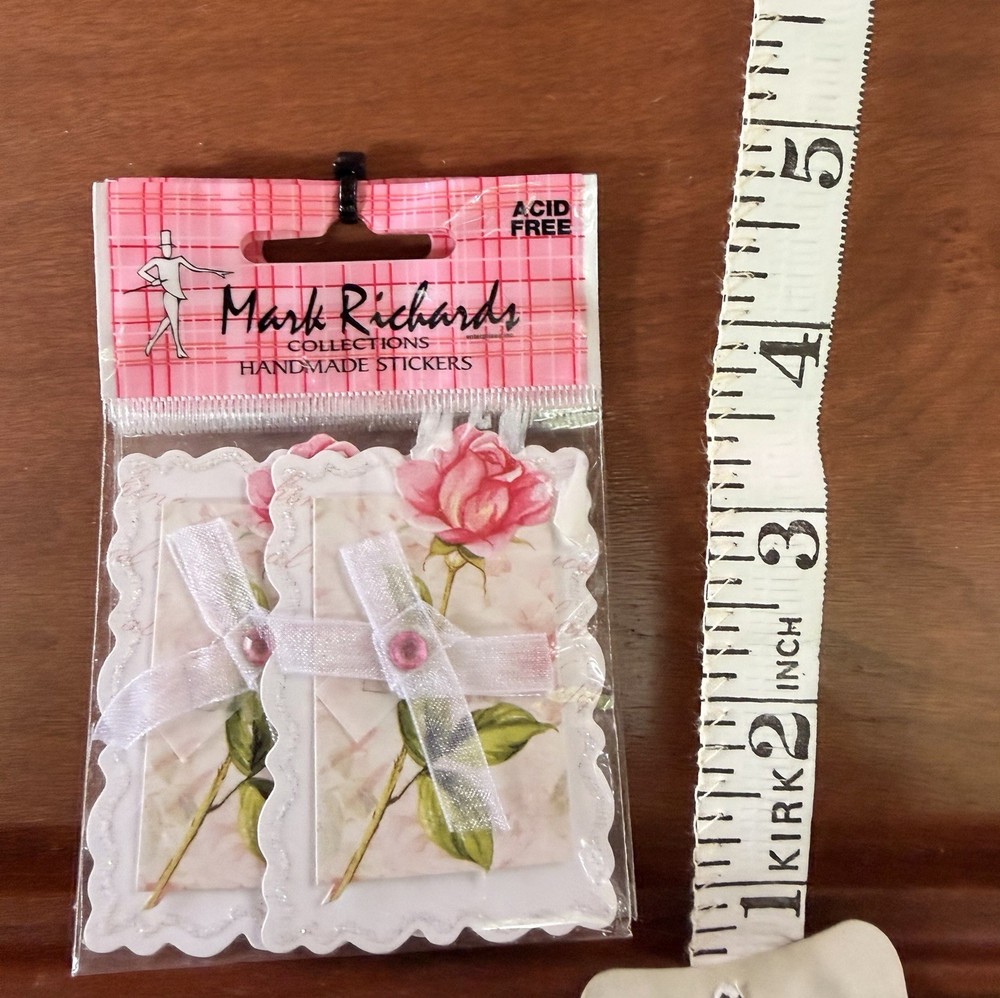 Mark Richards Handmade Stickers Pink White Green Floral Flowers & Plants