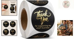 500 Elegant Thank You Stickers for Small Businesses – 1.5 Inch Waterproof Foil