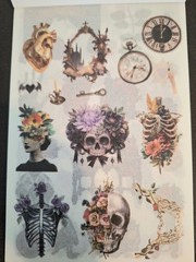 30 Pg Sticker Book Gothic Night Castle & 20 Sheets Ephemera Papers 50 Pgs Total