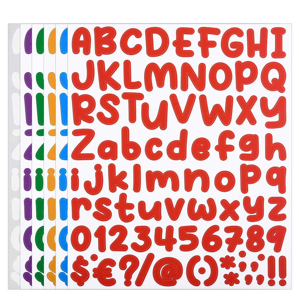 Alphabet Letters Numbers Stickers Set, 6 Sheets Self Adhesive Decal, Multi-color