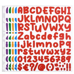 Alphabet Letters Numbers Stickers Set, 6 Sheets Self Adhesive Decal, Multi-color