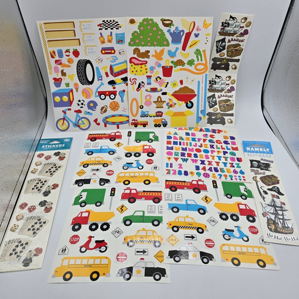 Vtg Mrs. Grossmans & Other Brands Sticker Lot Transportation Playground Pirates