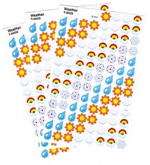3 Sheets Mini WEATHER 300 Scrapbook Stickers Rain Drops Sun Clouds Rainbow Snow