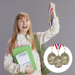 36 PCS Social Studies Award Medals Bulk With Neck Ribbons Gold Trophy
