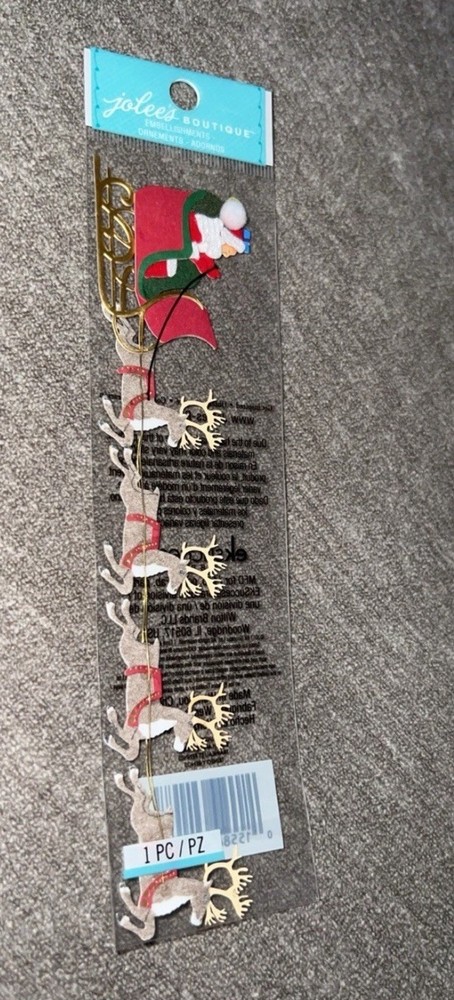 Jolee’s Santa’s Sleigh And Reindeer Christmas Scrapbooking Embellishment