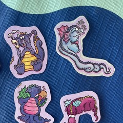80s Stickers Vintage Hallmark Halloween Witches, Dragons Scratch Sniff Grape!!