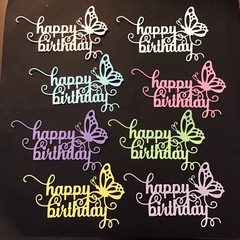 happy birthday with butterfly die cut embellishments 6 Pcs 3” x 4-5/8”