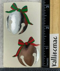 Mrs Grossman SILVER BELLS Stickers 1/2 SHEET CHRISTMAS RED & GREEN BOWS VINTAGE