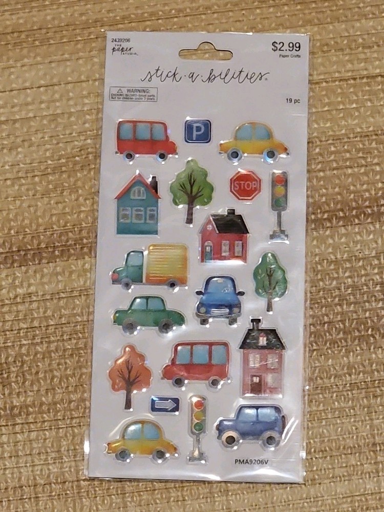 The Paper Studio Car and Road Sign Stickers 19 pcs