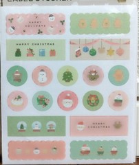 LOUJENE TOKYO Masking Label Sticker 72 Christmas Santa Bear Snowman Gift JAPAN