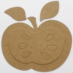 (4) APPLE w/ Leaves – Bare Chipboard Die Cuts – 3 3/4″