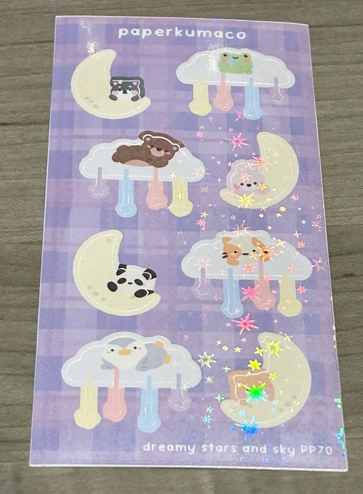 NEW PaperKumaCo “Dreamy Stars & Sky” ✨ Sticker Sheet Paper Kuma Co PKC Stickers