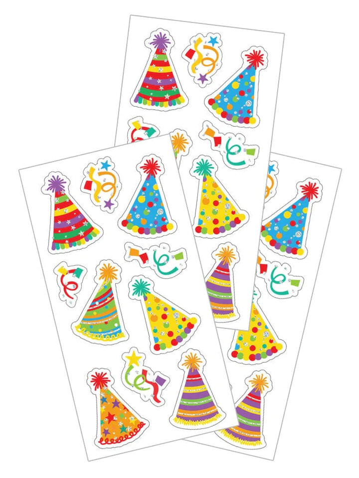 Stickers Crafts PH Slim Birthday Party Hats Colorful Patterns Confetti Twirls